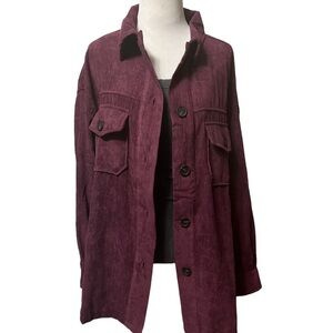Zenana eggplant corduroy shacket, new